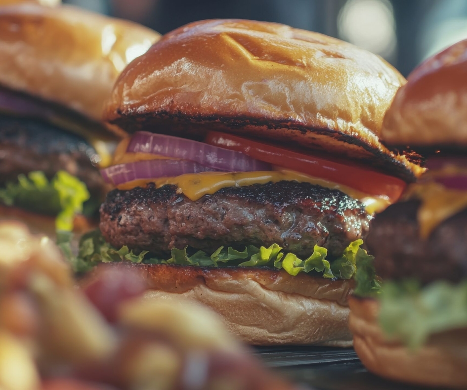 A Stunning Display of Gourmet Burgers Perfect for Food Photography and Culinary Promotions